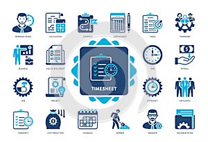 Timesheet solid icon set