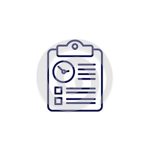 timesheet, time tracking line icon