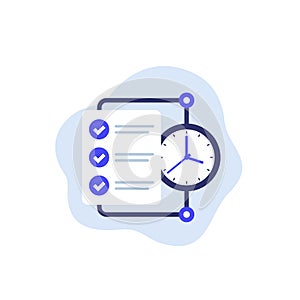 timesheet, time tracking vector icon