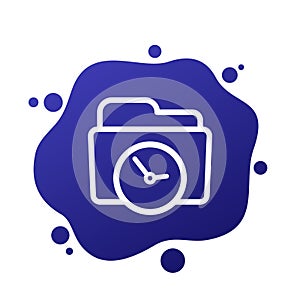 timesheet, time tracking vector icon with a folder