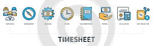 Timesheet vector infographic in minimal flat line style