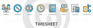 Timesheet vector infographic in minimal flat line style photo