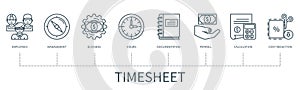 Timesheet vector infographic in minimal outline style