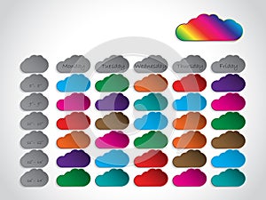 Timetable background design with color clouds