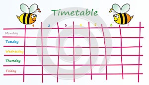 Timetable-bees, template, vector illustration