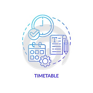 Timetable blue gradient concept icon