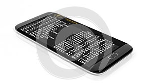 Timetable data on cell screen