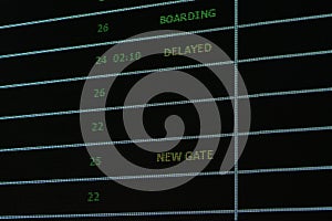 Timetable showing and informed flight status in airport