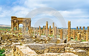 Timgad, ruins of a Roman-Berber city in Algeria.