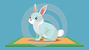 A timid rabbit gradually gains confidence and coordination on the pet training mat encouraged by the gentle tones and