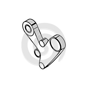 timing belt car mechanic isometric icon vector illustration