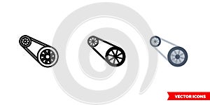 Timing belt icon of 3 types. Isolated vector sign symbol.