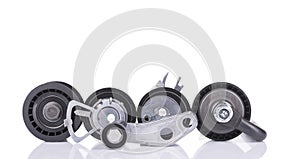 Timing belt rollers isolated on white