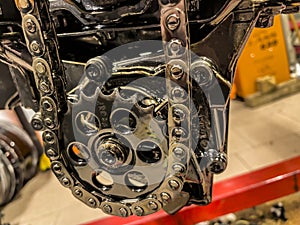 Timing Chain, Dirty and Worn Car Engine