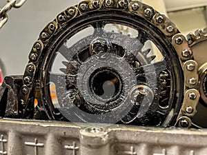 Timing Chain, Dirty and Worn Car Engine