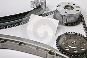 Timing chain and gear with empty business card