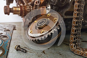 The timing chain has cleaned the teeth on the crankshaft pulley