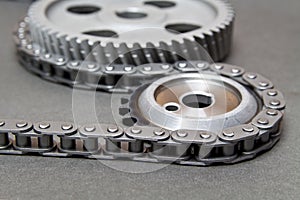 Timing chain and sprockets close-up