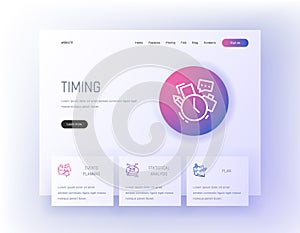 Timing, Events planning, Statistical analysis, Plan Landing page template.