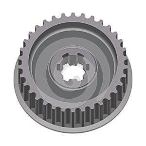 Timing pulley. Machine parts. 3D effect vector