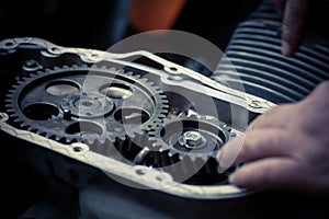 Timing sprockets in boxer engine