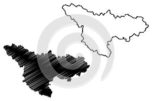 Timis County Administrative divisions of Romania, Vest development region map vector illustration, scribble sketch Timis map