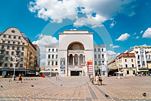 Romanian National Opera House with Victory square Piata victoriei in Timisoara, Romania