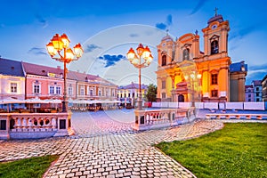 Timisoara, Romania. Union Square, Banat historic region in Eastern Europe