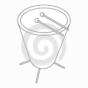 Timpani drum icon, isometric 3d style