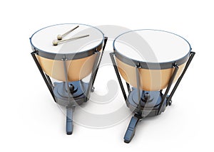 Timpani on a white