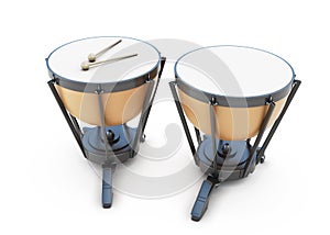 Timpani on a white photo