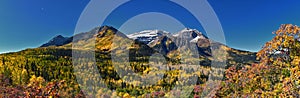 Timpanogos Mountain Peak from Willow Pine Hollow Ridge Trail hiking view Wasatch Rocky Mountains, Utah. USA