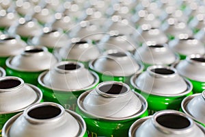 Tin blank tubes in rows ready to be produced manufacture