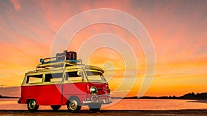 Tin Camper Van Sunset