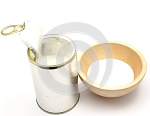 Tin can with coconut milk