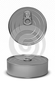 Tin can fish or pet food mockup with pull ring