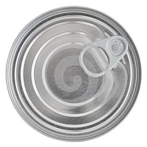 Tin Can Lid, Food Preserve Ringpull Canister Sealed Top, Isolated photo
