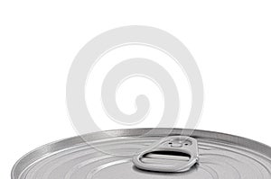 Tin Can Lid, Food Preserve Ringpull Canister Sealed Top, Large Detailed Isolated Macro Closeup, Blank Empty Copy Space
