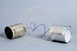 Tin can phone. Communication concept .