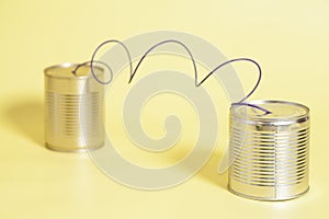 Tin can phone.communication concept