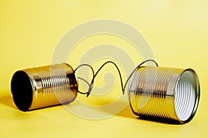 Tin can phone.communication concept