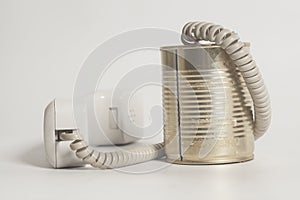 Tin can phone with handset