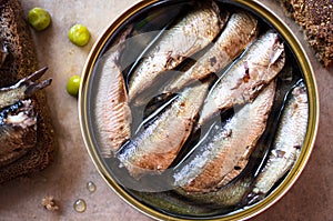 Tin can of sprats, sardines