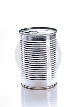 Tin of canned white background