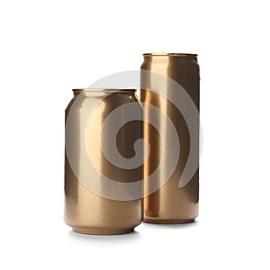 Tin cans with beverages