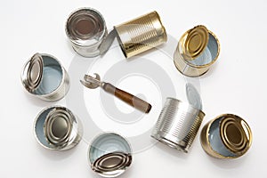 Open cans and a can opener