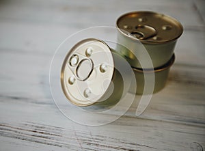 Tin cans with pet food