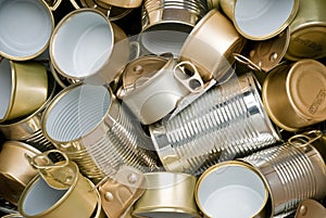 Tin cans ready for recycling