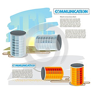 Tin cans to listening or talking together. Can Phone. communication concept - vector