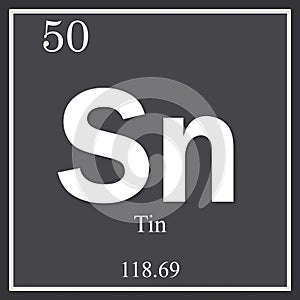 Tin chemical element, dark square symbol